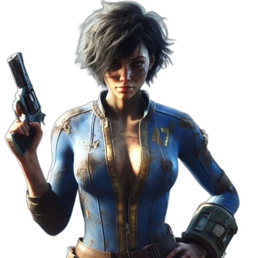 weapon, jacket, face, concept art transparent PNG cut-out