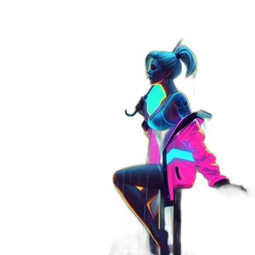 jacket, robot, staff, weapon transparent PNG cut-out