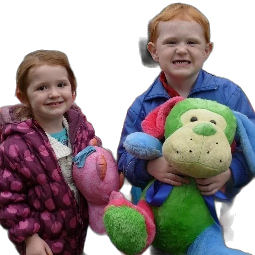 3d render, two, children, hold transparent PNG cut-out