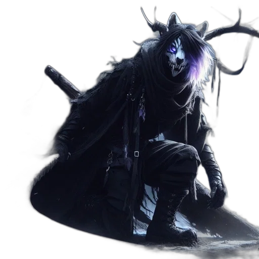 mask, creature, dragon, staff transparent PNG cut-out
