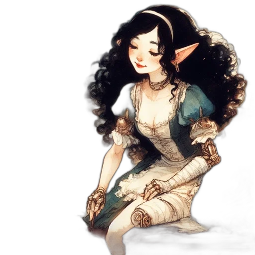 dress, staff, fantasy art, concept art transparent PNG cut-out
