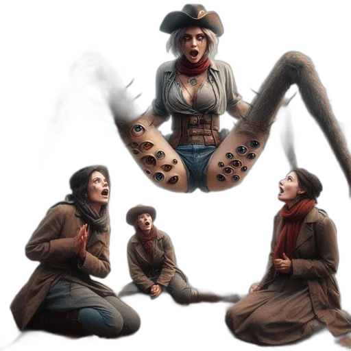 robot, crown, mask, staff transparent PNG cut-out
