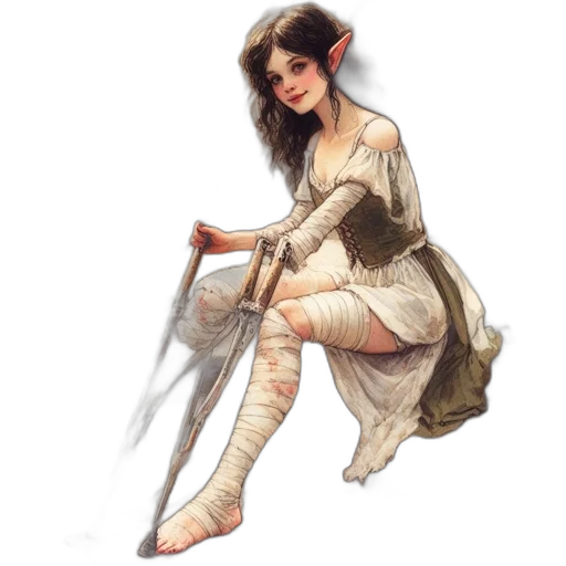 dress, staff, dragon, fantasy art transparent PNG cut-out