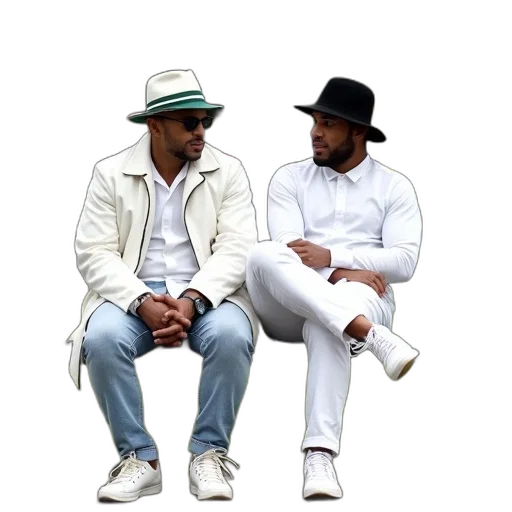 jacket, hat, two, men transparent PNG cut-out