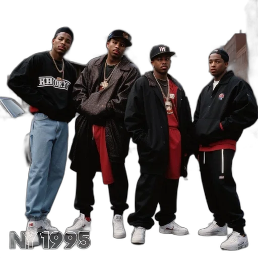 four, men, 90s, hip-hop transparent PNG cut-out