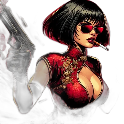 comic book art, concept art, cyberpunk, fantasy art transparent PNG cut-out
