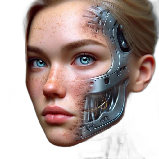 robot, face, mask, cyberpunk transparent PNG cut-out