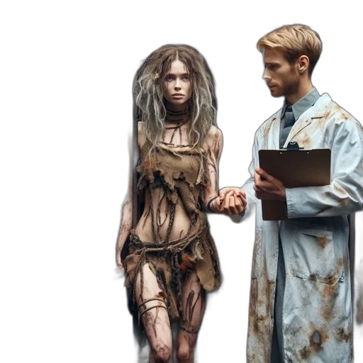 dress, concept art, fantasy art, cyberpunk transparent PNG cut-out