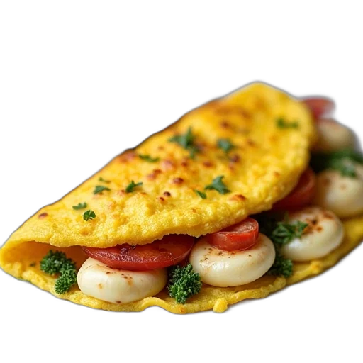 food, photorealistic, 3d render, omelet transparent PNG cut-out