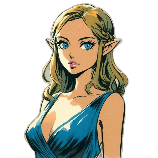 dress, face, staff, jewelry transparent PNG cut-out