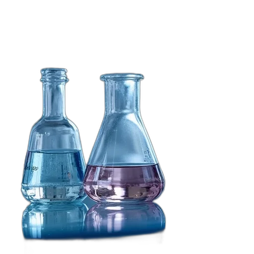bottle, 3d render, blue, biochemistry transparent PNG cut-out