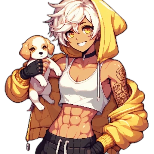 pixel art, anime, cyberpunk, cartoon transparent PNG cut-out