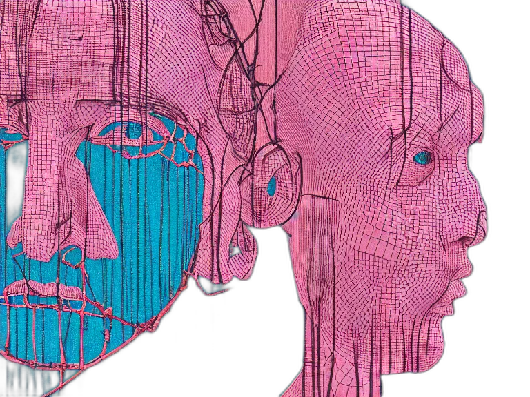 face, mask, cyberpunk, comic book art transparent PNG cut-out
