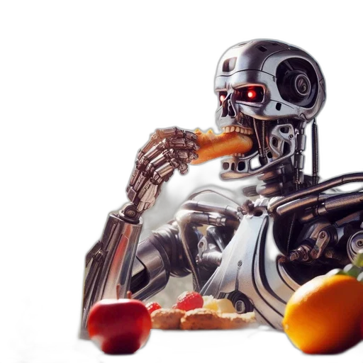 robot, food, concept art, 3d render transparent PNG cut-out