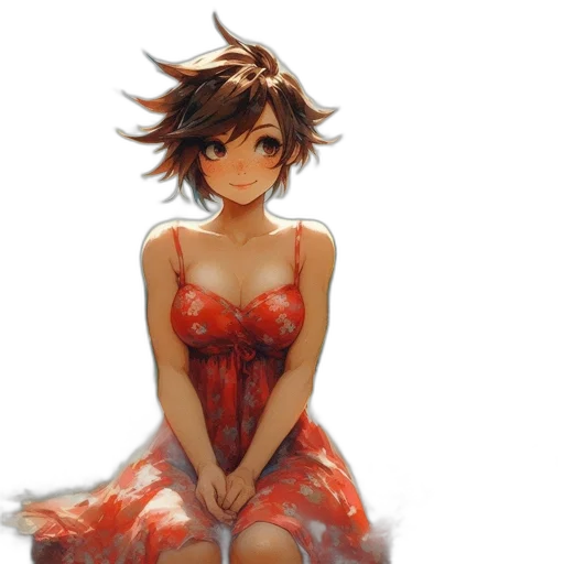 dress, flower, face, concept art transparent PNG cut-out