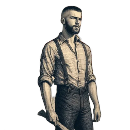 staff, jacket, weapon, face transparent PNG cut-out
