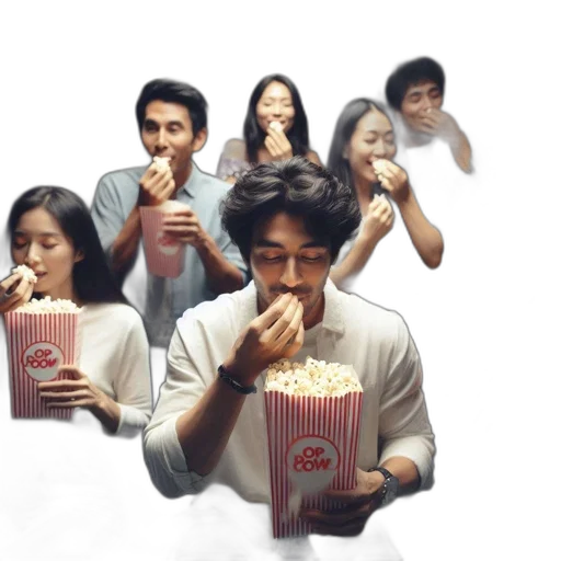 food, diverse, group, individuals transparent PNG cut-out