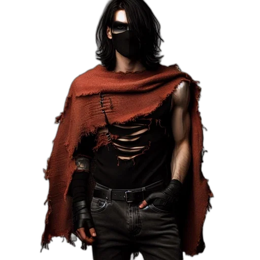 mask, jacket, sword, concept art transparent PNG cut-out