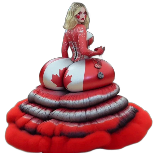 woman, red, white, dress transparent PNG cut-out
