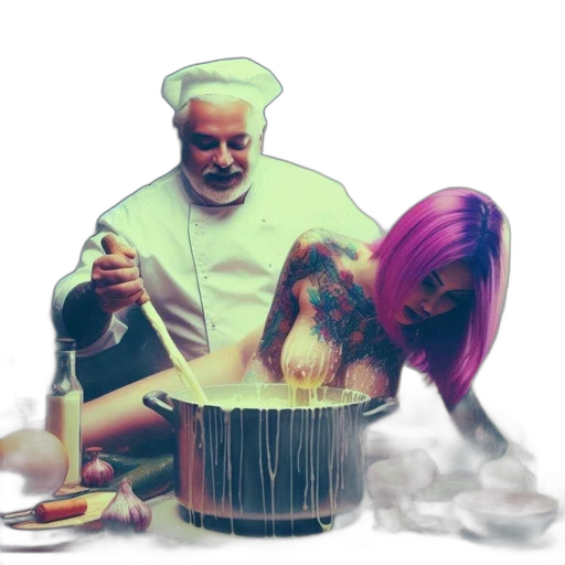 food, vaporwave, concept art, 3d render transparent PNG cut-out