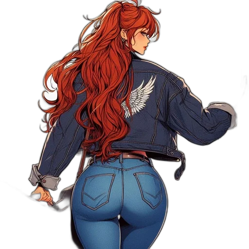 jacket, weapon, hair, staff transparent PNG cut-out