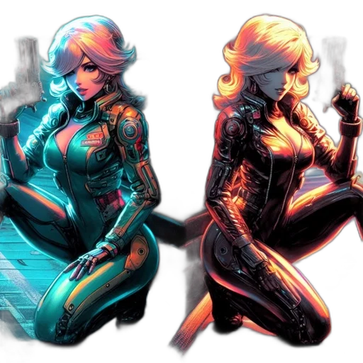 cyberpunk, concept art, comic book art, pixel art transparent PNG cut-out