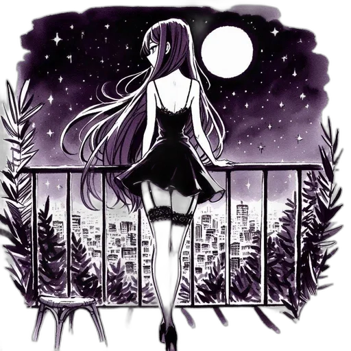 dress, anime, cartoon, fantasy art transparent PNG cut-out