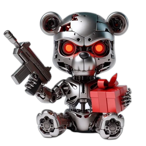 robot, weapon, 3d render, concept art transparent PNG cut-out