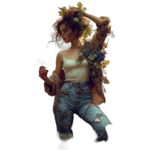flower, crown, dress, creature transparent PNG cut-out