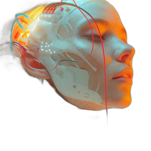 robot, face, mask, cyberpunk transparent PNG cut-out