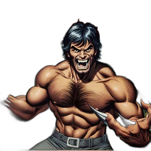 comic book art, concept art, cartoon, muscular transparent PNG cut-out