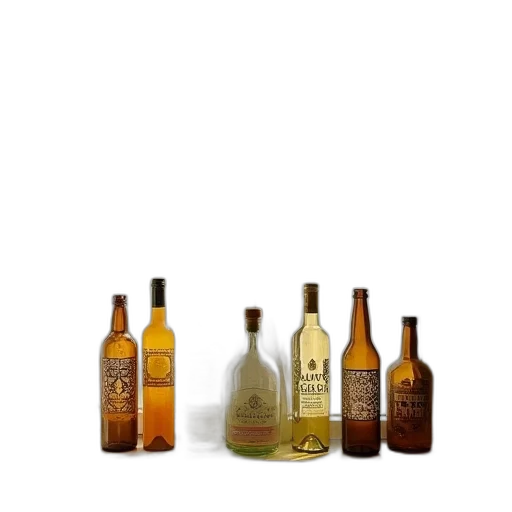 bottle, earth tones, collection, variously transparent PNG cut-out