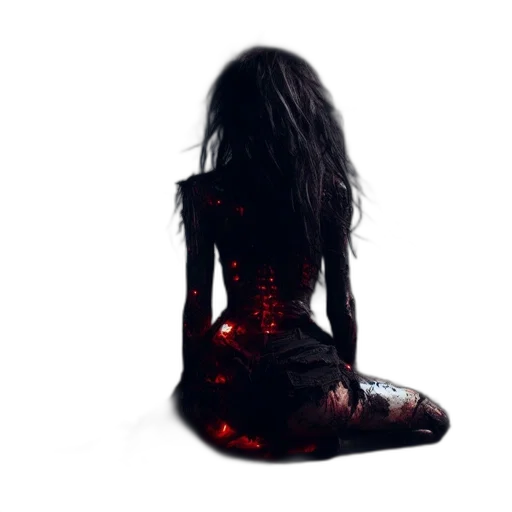 dress, creature, hair, concept art transparent PNG cut-out