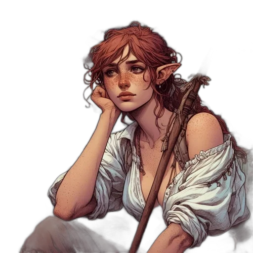 dress, staff, fantasy art, concept art transparent PNG cut-out
