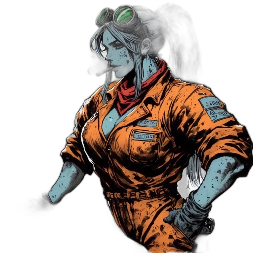 robot, staff, jacket, comic book art transparent PNG cut-out