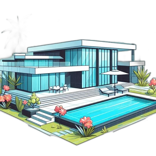 building, 3d render, concept art, photorealistic transparent PNG cut-out