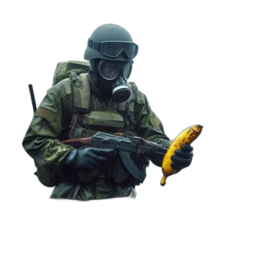 weapon, staff, jacket, mask transparent PNG cut-out