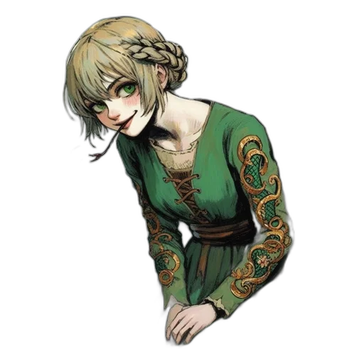 dress, staff, jewelry, face transparent PNG cut-out