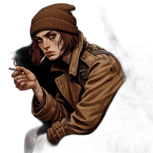 jacket, weapon, face, hat transparent PNG cut-out