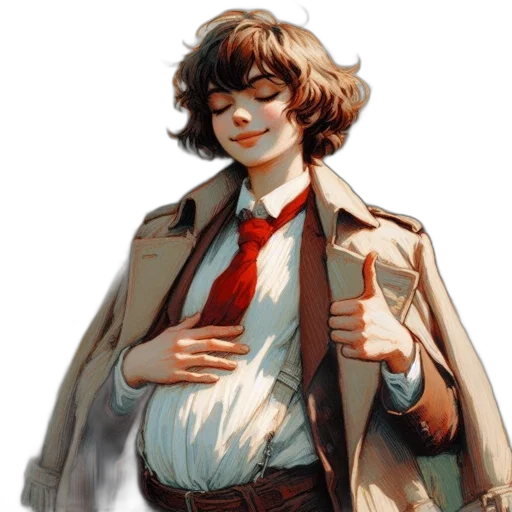 jacket, staff, face, concept art transparent PNG cut-out