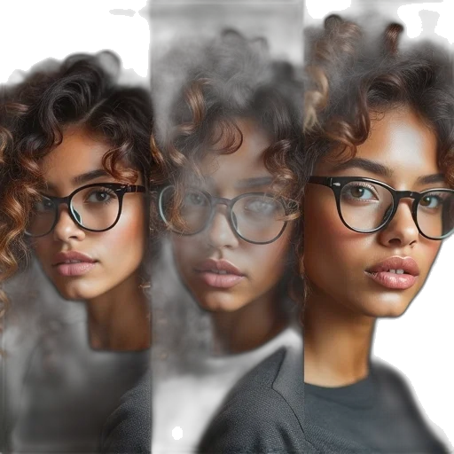 face, hair, crown, photorealistic transparent PNG cut-out
