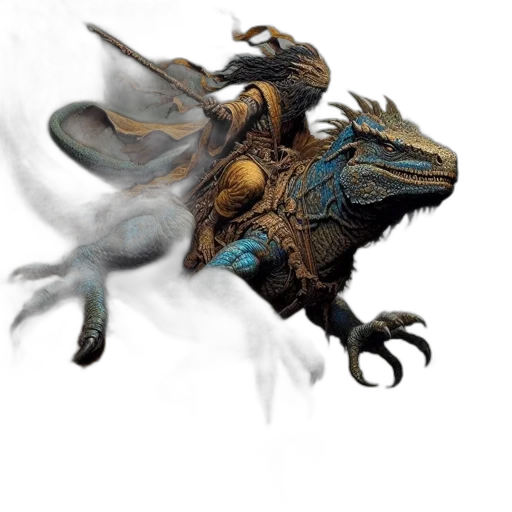 dragon, creature, mask, staff transparent PNG cut-out
