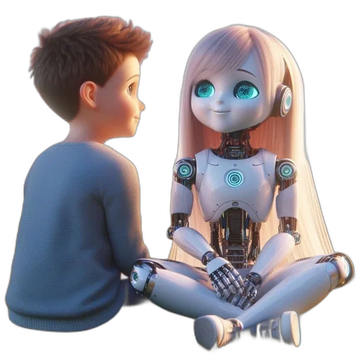 robot, 3d render, concept art, cyberpunk transparent PNG cut-out