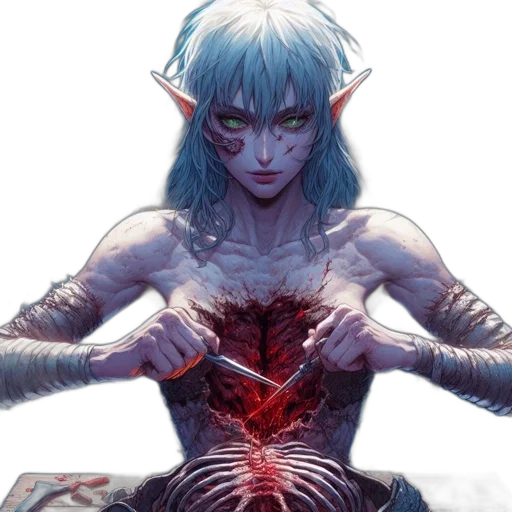 sword, jewelry, face, comic book art transparent PNG cut-out