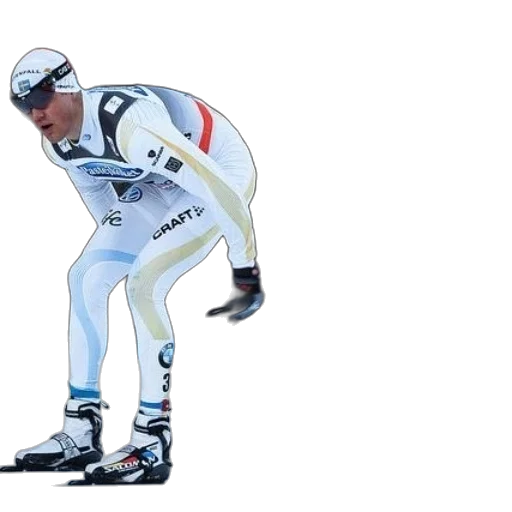 robot, skier, white, blue transparent PNG cut-out