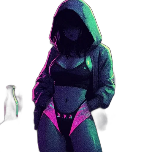 jacket, mask, dress, cyberpunk transparent PNG cut-out
