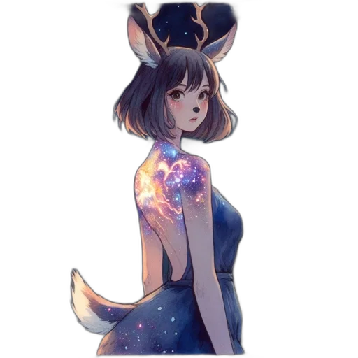 dress, staff, creature, crown transparent PNG cut-out