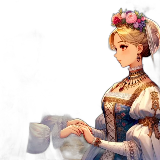 dress, crown, staff, face transparent PNG cut-out