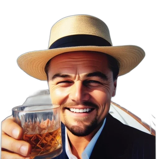 hat, face, bottle, photorealistic transparent PNG cut-out