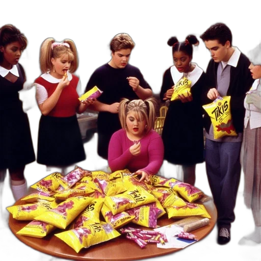 food, fire, seven, youths transparent PNG cut-out